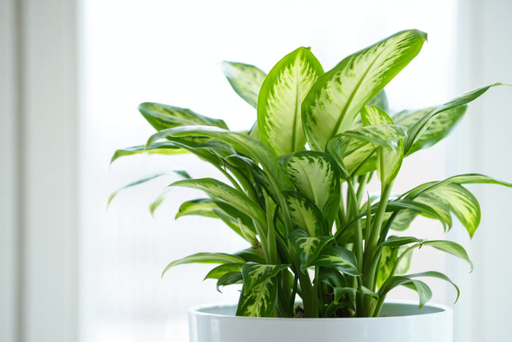 Feuilles vertes de Dieffenbachia.